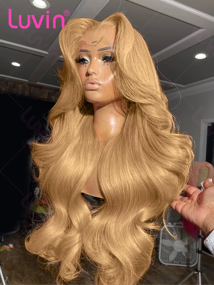 30 32 Inch Body Wave #27 Honey Blond 13x6 HD Transparent Lace Front Wigs Indian 13x4 Lace frontal Human Hair wig For Women