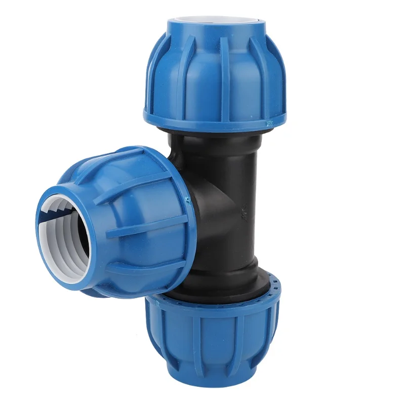 PE Plastic Water Pipe Fitting Accessories 50mm Tee Connector For Pipe Connection