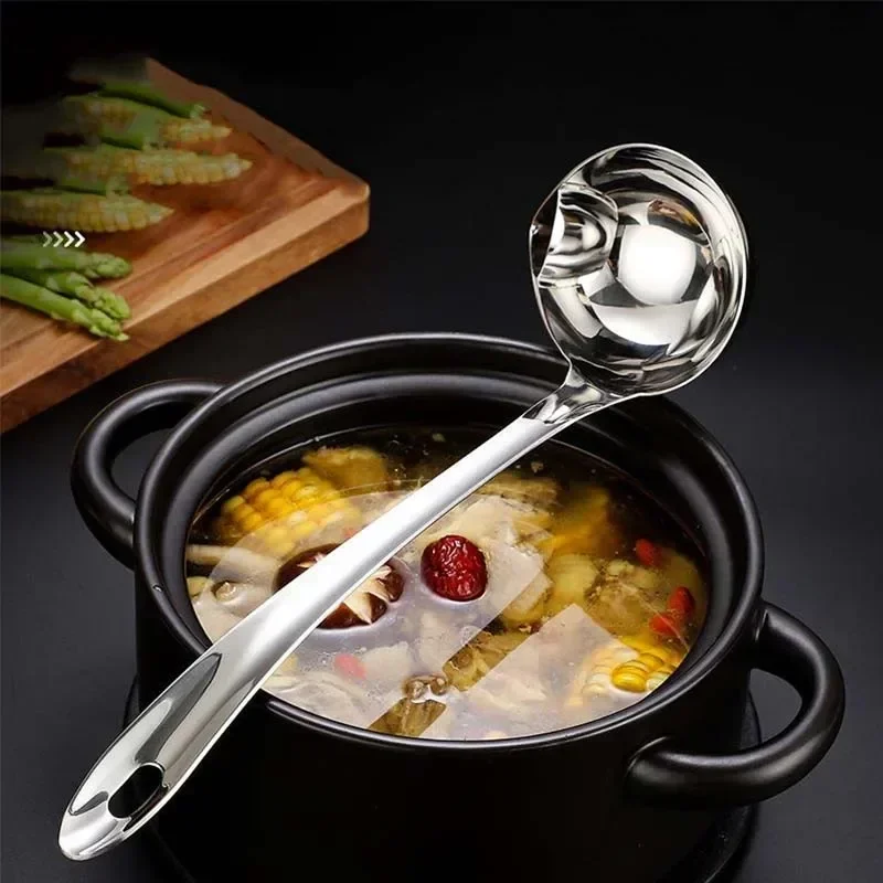 Stainless Steel Oil Filter Spoon Soup Filter Soy Sauce Soup Fat Separator Skimmer Kitchen Accessories Household Oil Filter Spoon