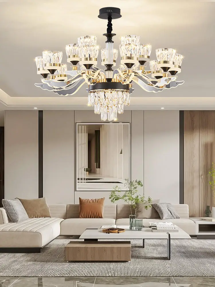 Lamp arm luminous crystal living room pendant light, modern main light, atmospheric high-end light combination, whole house set