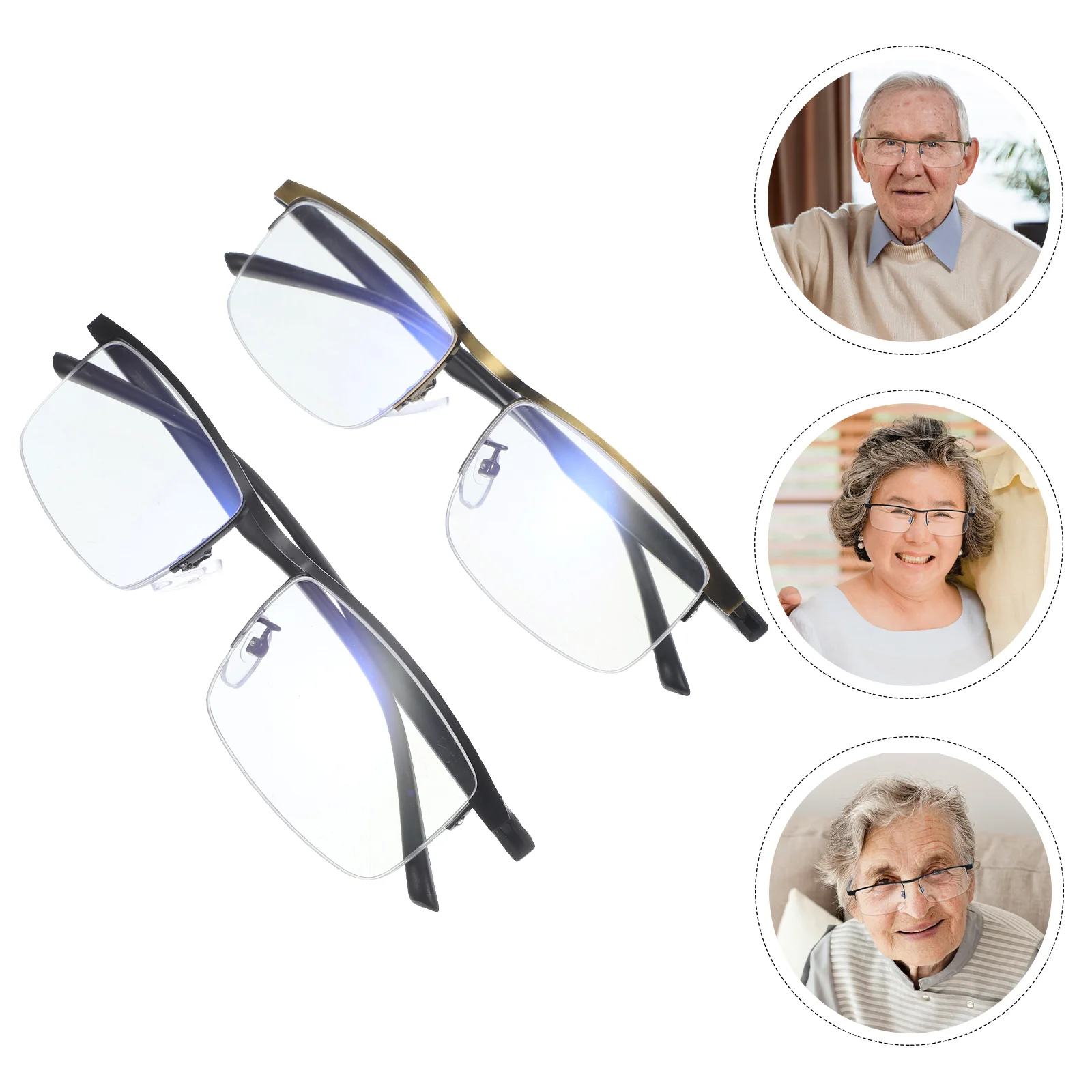 

2 Pcs Auto Reading Glasses Old Man Household Reader Male Eyeglasses Home Accessory Presbyopic Magnifying