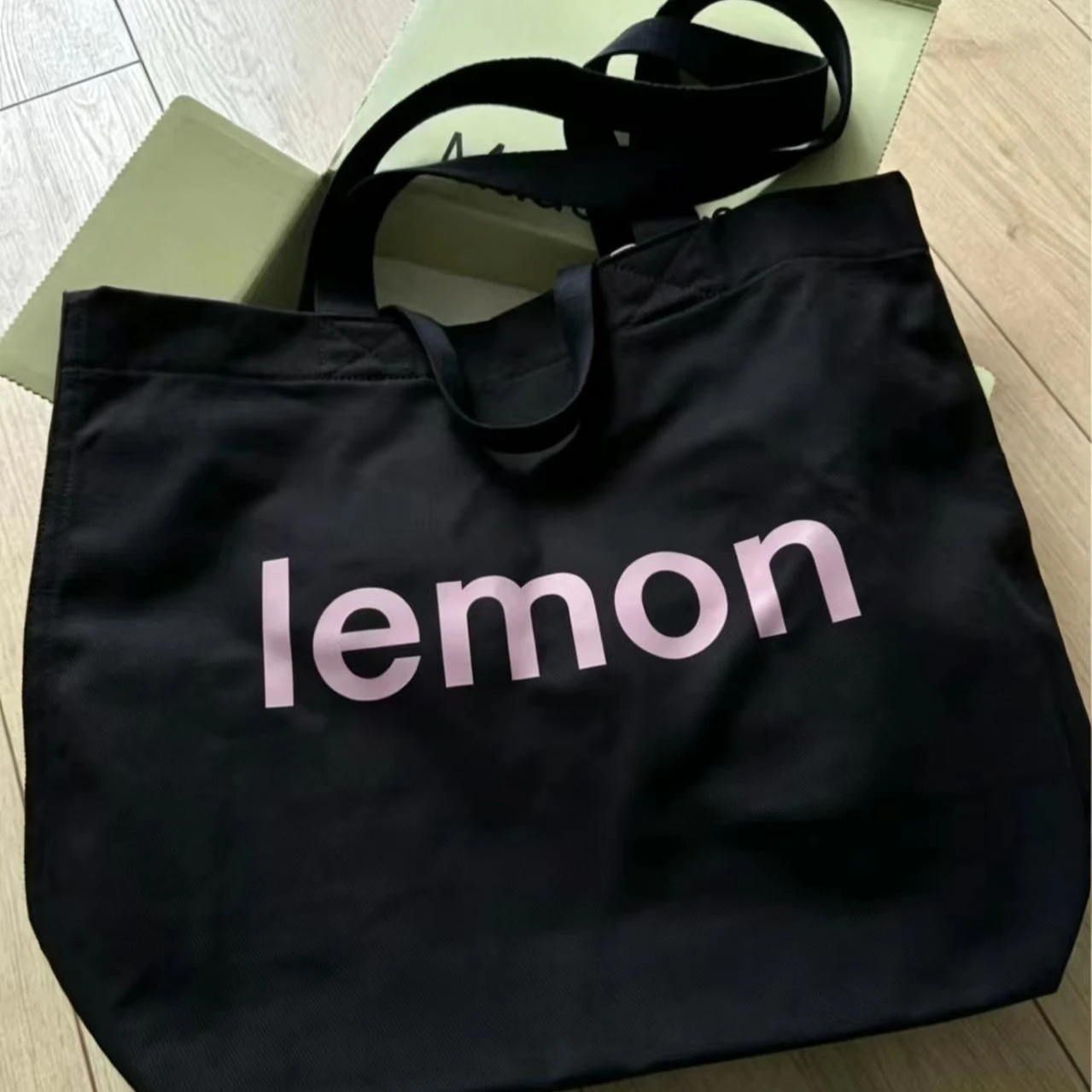 Lemon Outdoor Double Handle Letter Handheld Canvas Bag Large Capacity Tote Underarm Bag Canvas Fitness Sport Unisex Shoulder Bag