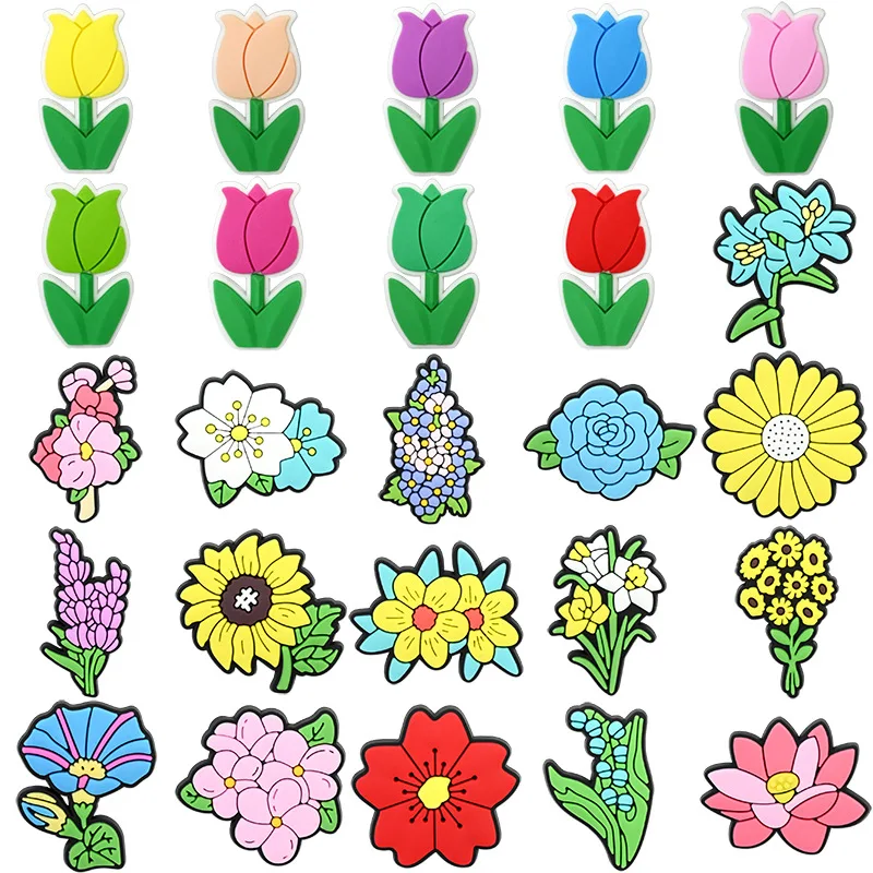 Cute Flower Shoe Charms for Clogs, Multiple Styles Available, 3/6/25PCS  PVC Decorative Accessories for Women & Kids