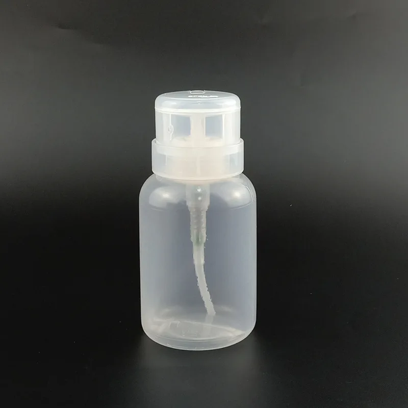 220ml Portable Travel Refillable Bottle Empty Plastic Nail Polish Remover Alcohol Liquid Press Pumping Dispenser Bottle