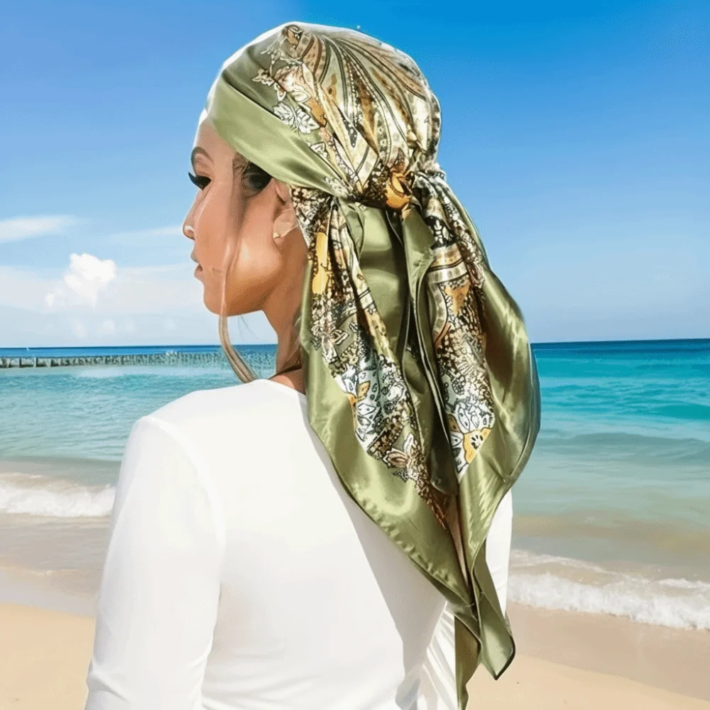 Neckerchief Elegant Head Silk - Scarf Silk Square ulasan dan harga