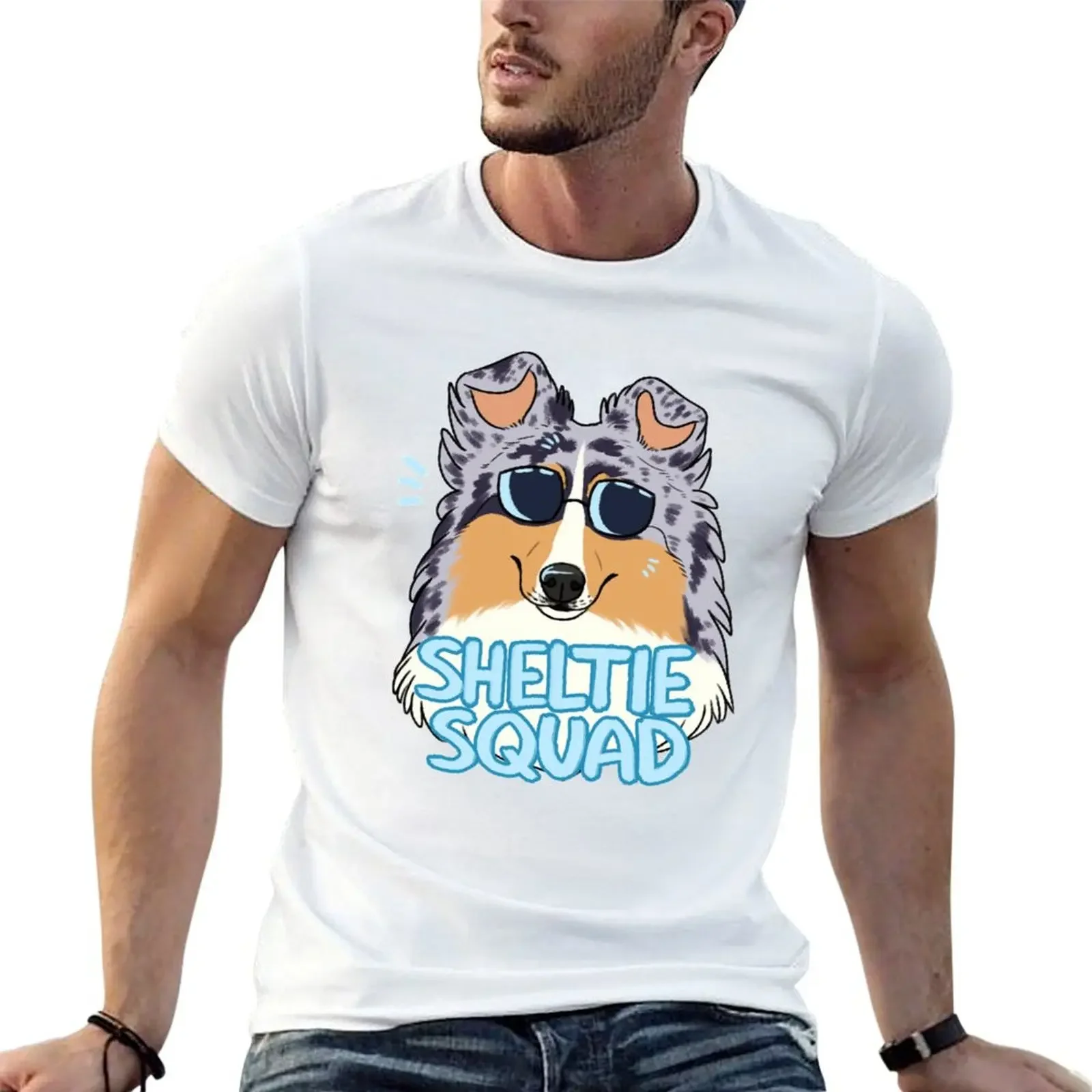 SHELTIE SQUAD (blue merle) T-Shirt vintage anime shirt Funny t-shirts sports fans cotton t shirt men