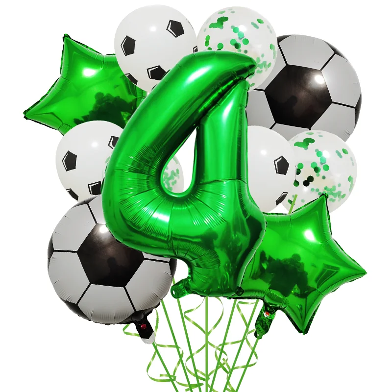 11Pcs Air Helium Foil Football decorazioni per feste di compleanno palloncini Kids Boy 32 pollici Green Blue Number Ball forniture per feste di