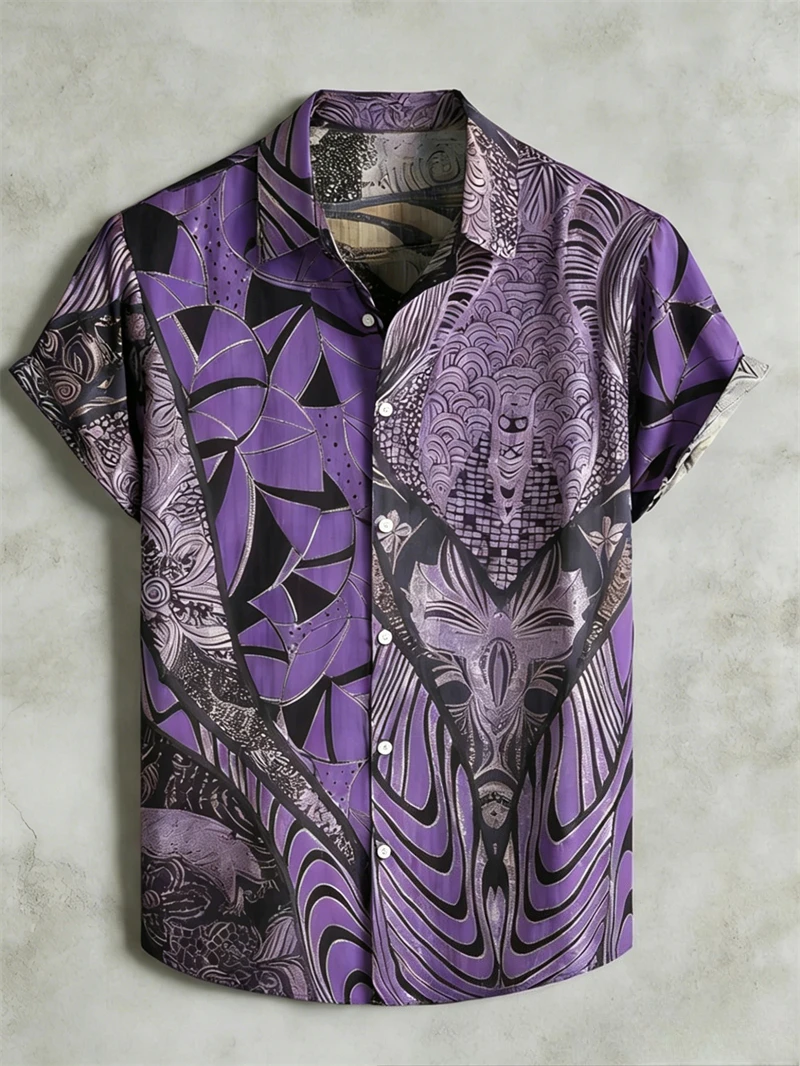 2026 new men's short-sleeved shirt, high-definition natural pattern, Hawaiian style, suitable for men
