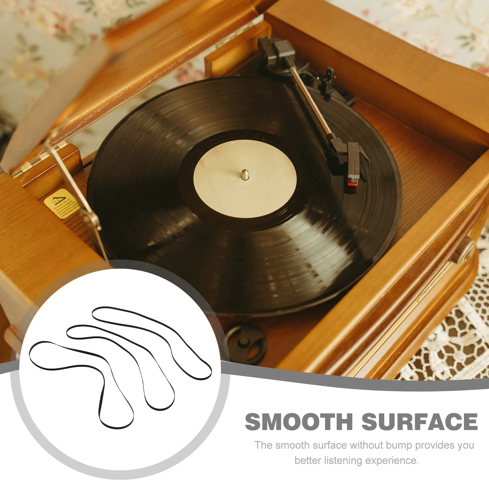 

3pcs Turntable Belt Phonograph Rubber Replacement Black Wear-Resistant Record Player Belt For Vinyl Player Vcr Tape Machine