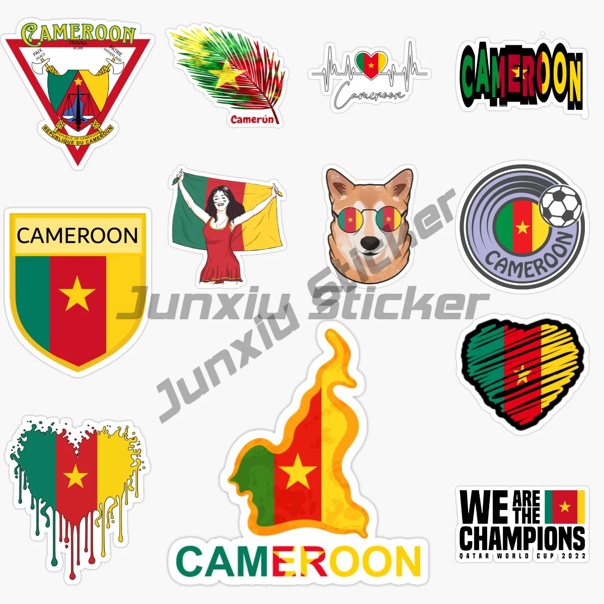 

Государственный флаг Республики Камеруна, национальный флаг, национальная эмблема, автомобильная наклейка на окно, высококачественная виниловая самоклеящаяся наклейка JDM