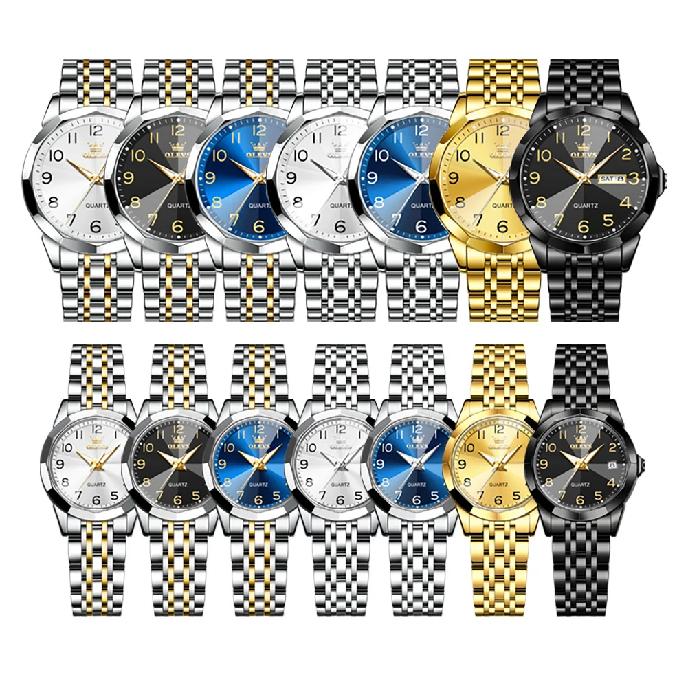OLEVS Couple Watches Top Brand Trend Fashion Original Quartz Watch for Lover Waterproof Luminous Date Week Men and Women watch