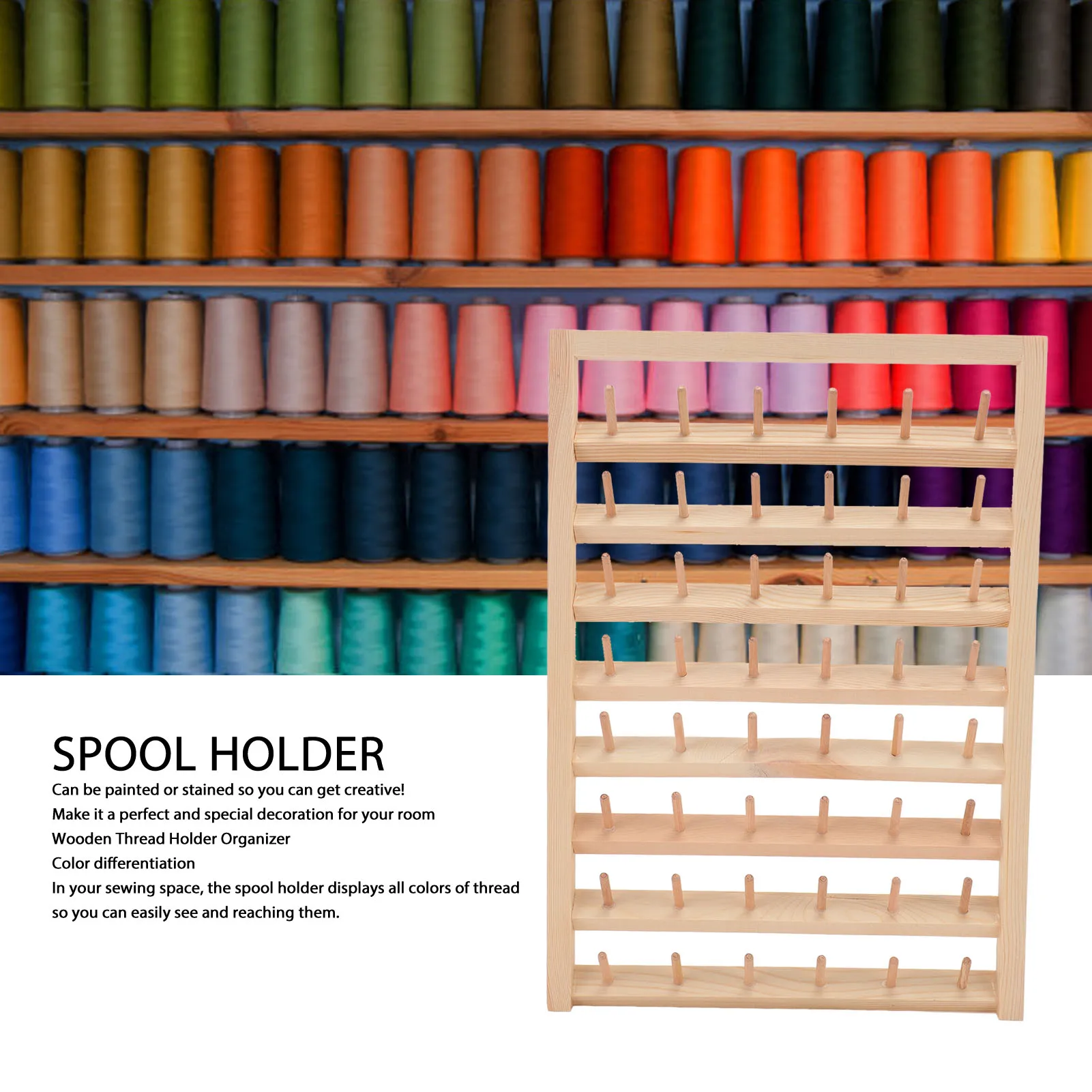 

48 Spools Thread Rack Wall Mounted DIY Eco Friendly Embroidery Spool Thread Organizer For Household Sewing
