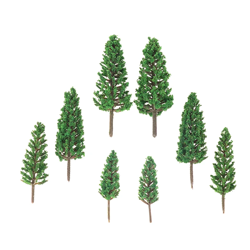 10 pz 5.5 cm-9.5 cm In Miniatura Sandtable Modello Paesaggio FAI DA TE Per La Costruzione Domestica alberi di Pino Modello Verde Per Layout Ferroviario Scala