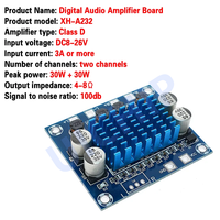 TPA3110 XH-A232 30W+30W 2.0 Channel Digital Stereo Audio Power Amplifier Board DC 8-26V 3A