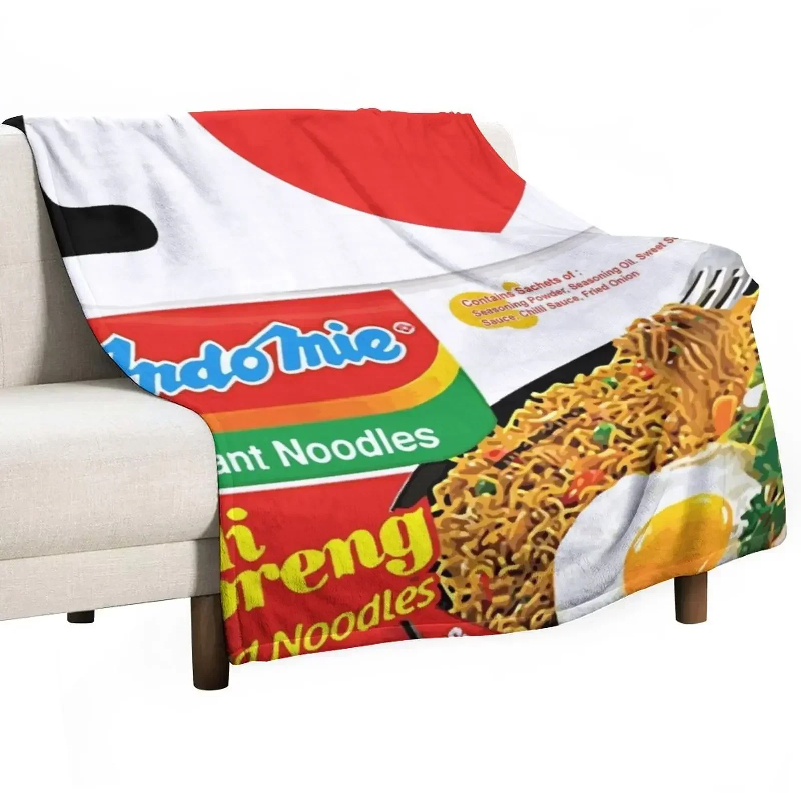 Ich liebe Mi Goreng und Herz Mi Goreng Indomie Migoreng Überwurfdecke dekorative pelzige süße karierte karierte Decken