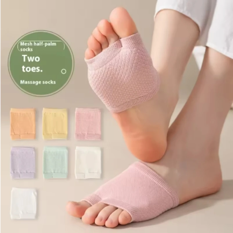 Zehensocken, dünne Sommer-Bootsocken, reine Baumwoll-High-Heels, Damen-Halbsocken, modische elastische Vorfußsocken, rutschfest – Detail 3