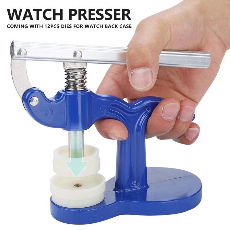 

Watch Back Case Press With 12 Dies Watch Crystal Front Back Case Cover Screw Press Presser Close Watchmakers Repair Kit Tool