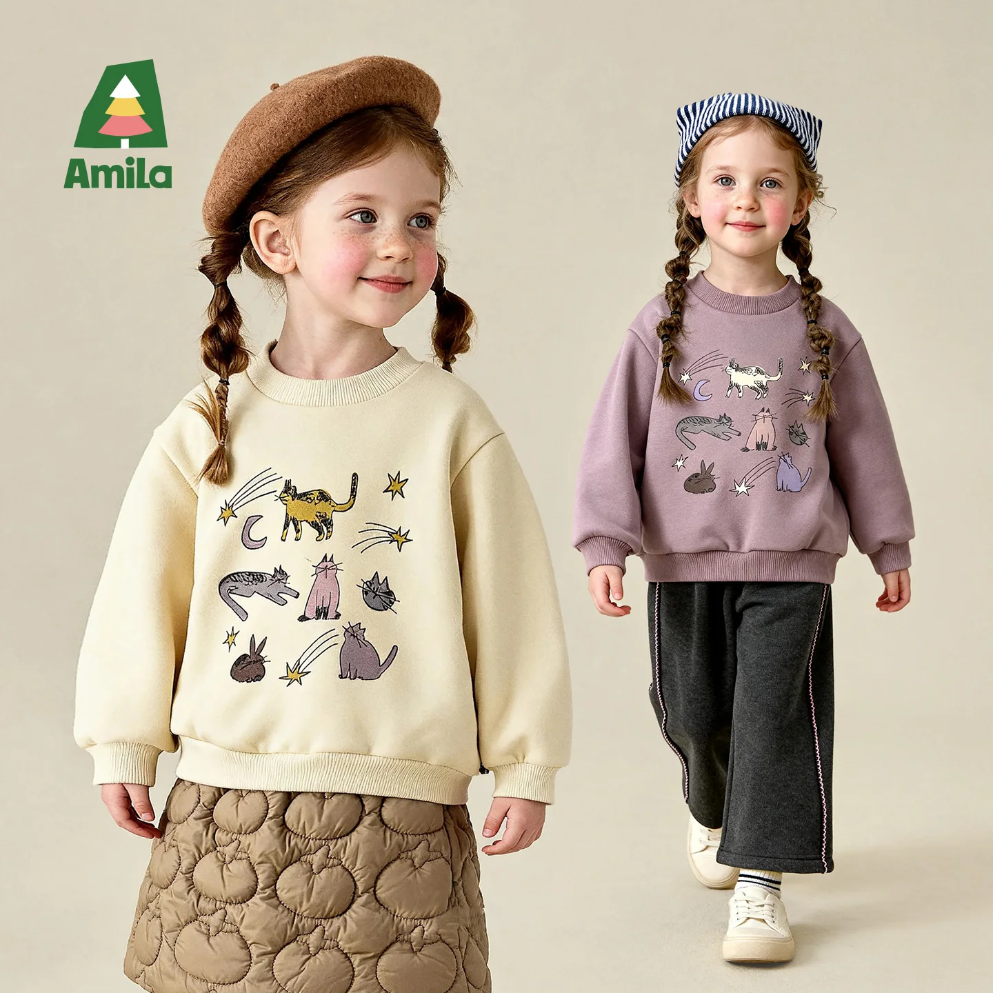 

Детская зимняя флисовая толстовка Amila с мягкой флисовой подкладкой и забавным детским принтом, подходящая для повседневной повседневной носки