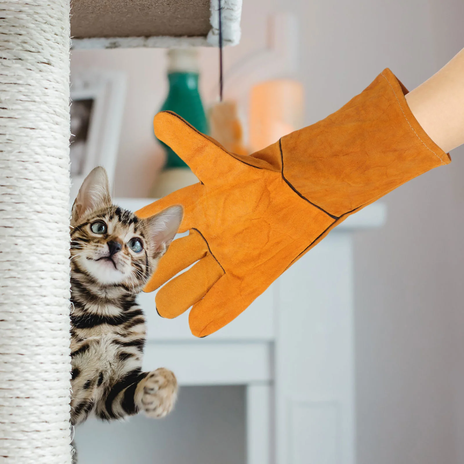 Guantes antimordeduras, cubierta protectora de manos para entrenamiento de mascotas, suministro de protección espesante, suministros de alimentación a prueba de mordeduras