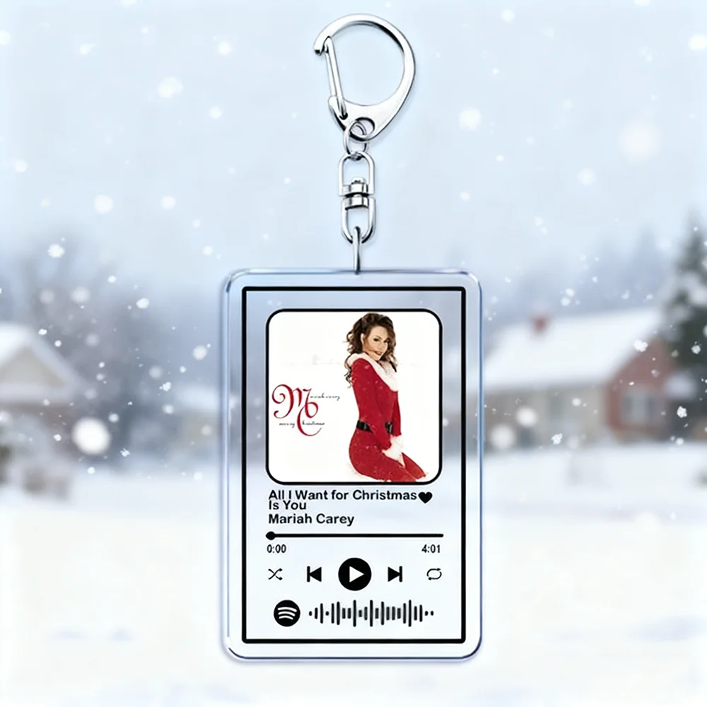 All I Want for Christmas Is You Music Keychains for Women Accessories Bag  Santa Claus Code Keying Jewelry Fans Festival Gifts