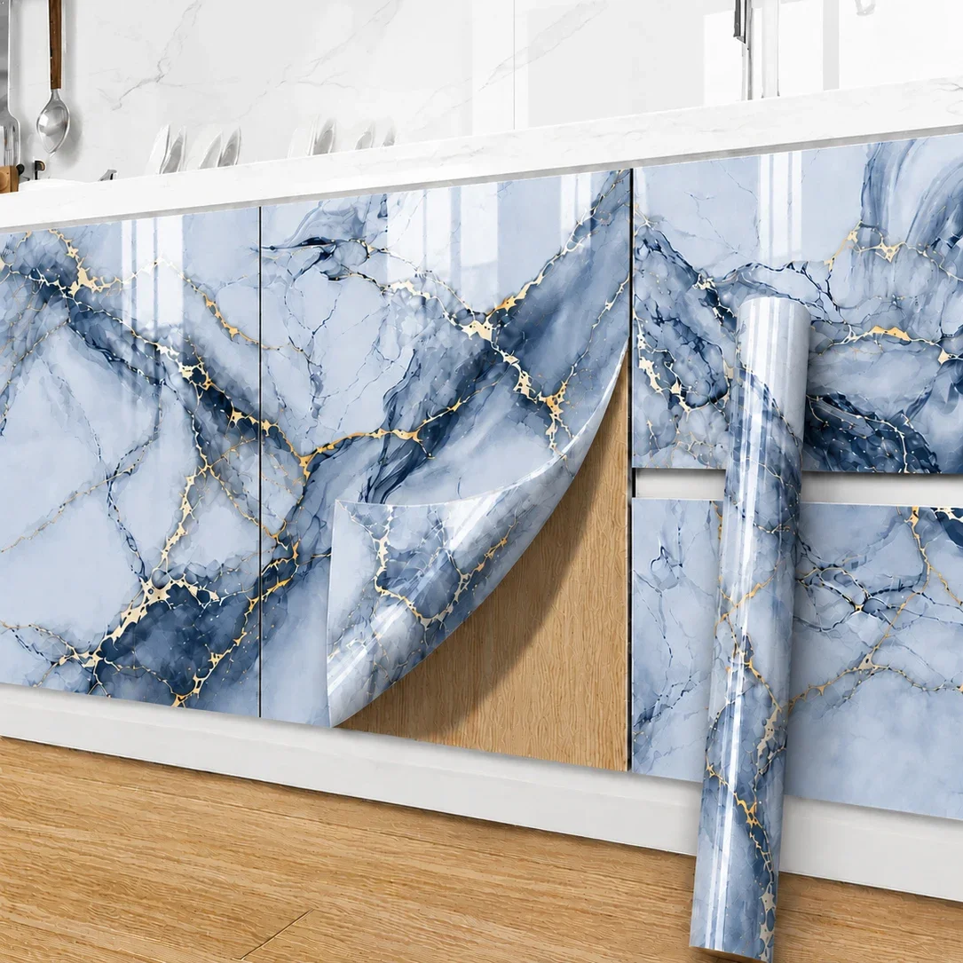 Marble Kitchen Oil Proof Sticker Peel Stick Contact Paper for Cabinet Countertop Stove Backsplash Table Home Renovation Decor.