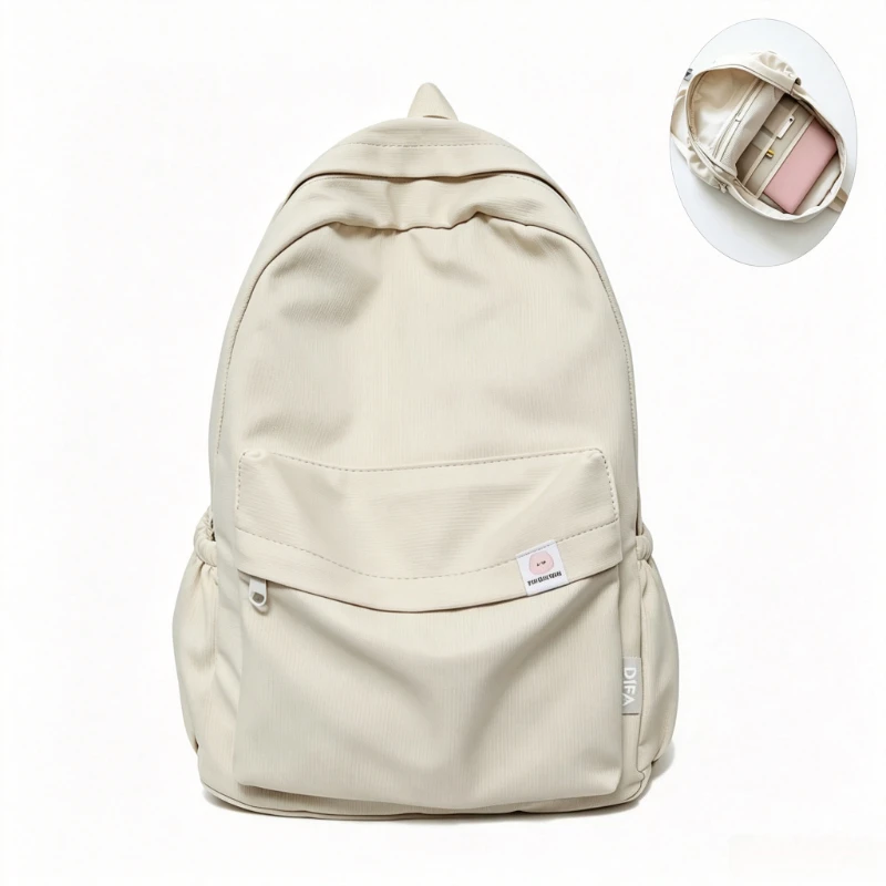 Women Schoolbag Large Capacity Backpack Smooth Zipper Solid Teens Girl Casual Daypack Bag Student Back To School Back Pack Bags