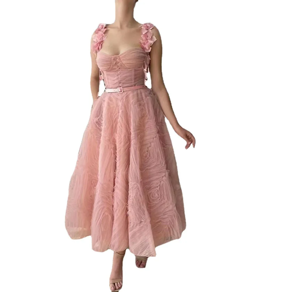 Robe longue à imprimé Floral pour femmes, bretelles Dr Net, Street Sle V-Ne, taille moyenne, ligne a, pour vêtements d'automne