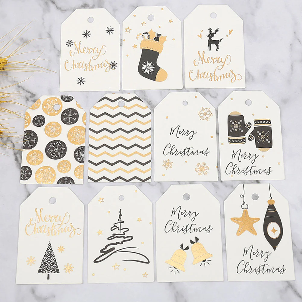 200 Uds. Tarjeta de Navidad, tarjetas de etiquetas de Navidad, regalo encantador, saludo para etiquetas, sello artesanal, papel elegante