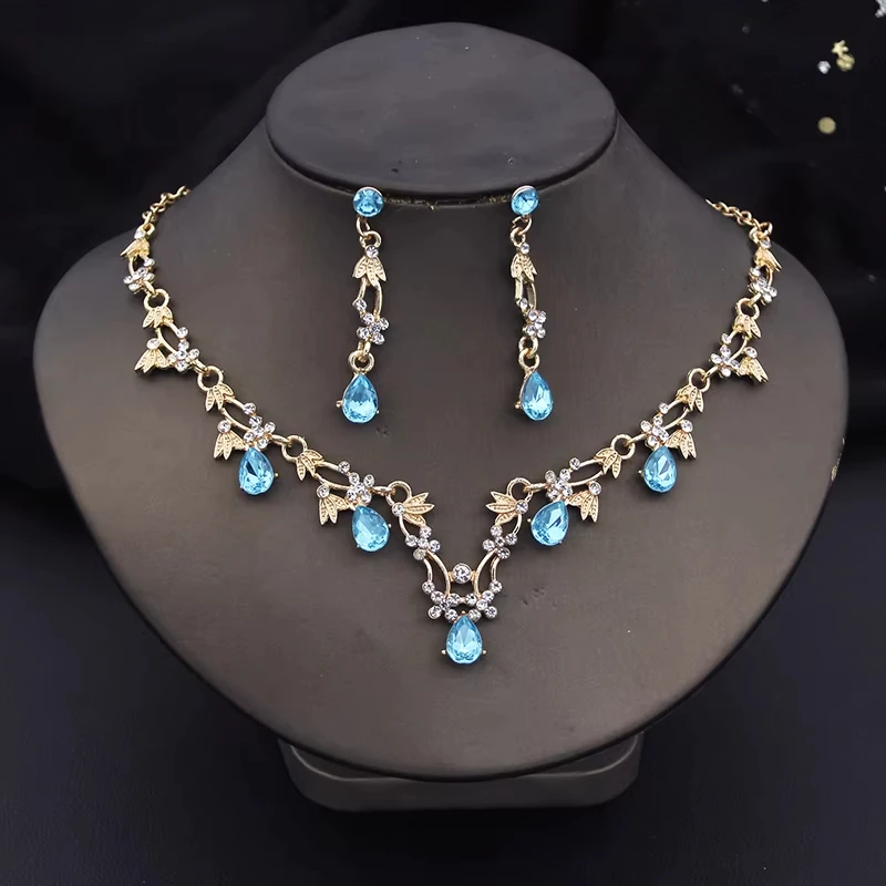 1 Set Of Fashionable Copper Inlaid Claw Chain Necklace, Earrings, Jewelry Set, Women's Wedding Banquet Party Daily Necessities