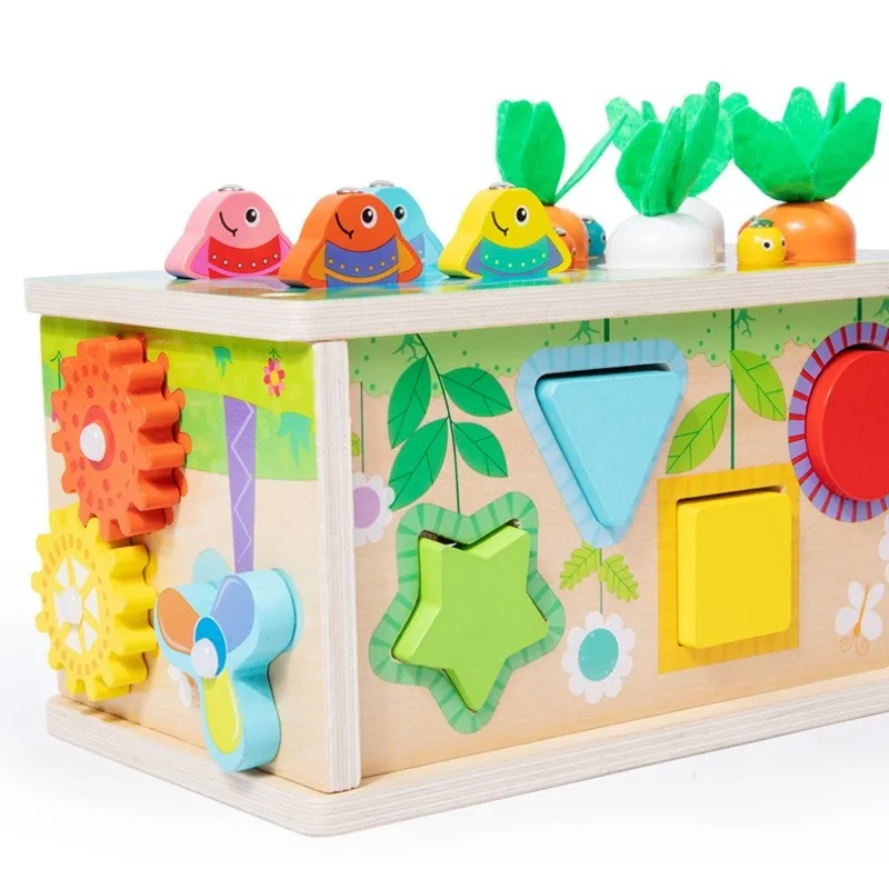 Boîte de jeu de dessin en papier multifonctionnelle en bois, formation à la Concentration pour bébé, pêche, radis, traction, jouet éducatif pour l'éducation précoce