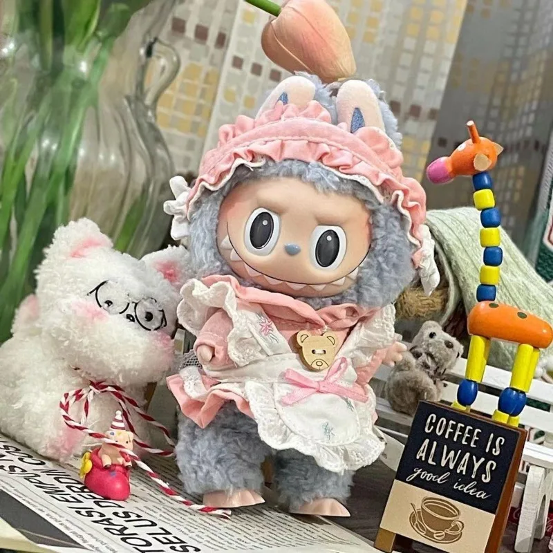 

For Labubu Sitting Party Series Classic Dress Grid Style Wedding Princess Dress For Labubu 17cm Kid Gift Labubu Clothes style