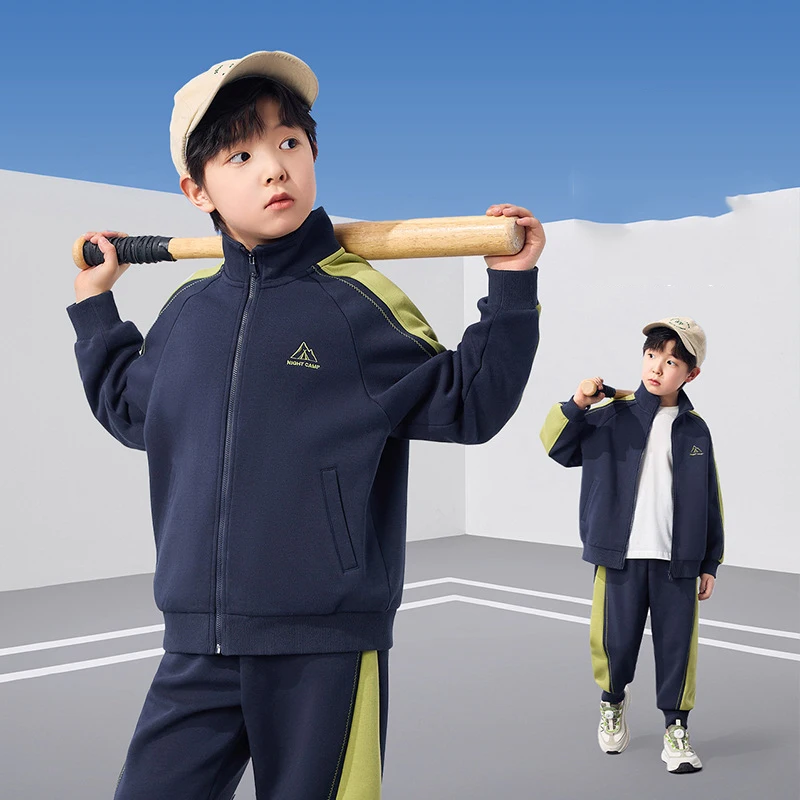 

Boys' Autumn Suit Children's Spring Autumn Sports Suit Color Blocked Long Sleeved Casual Baseball Jacket Loose Pants New