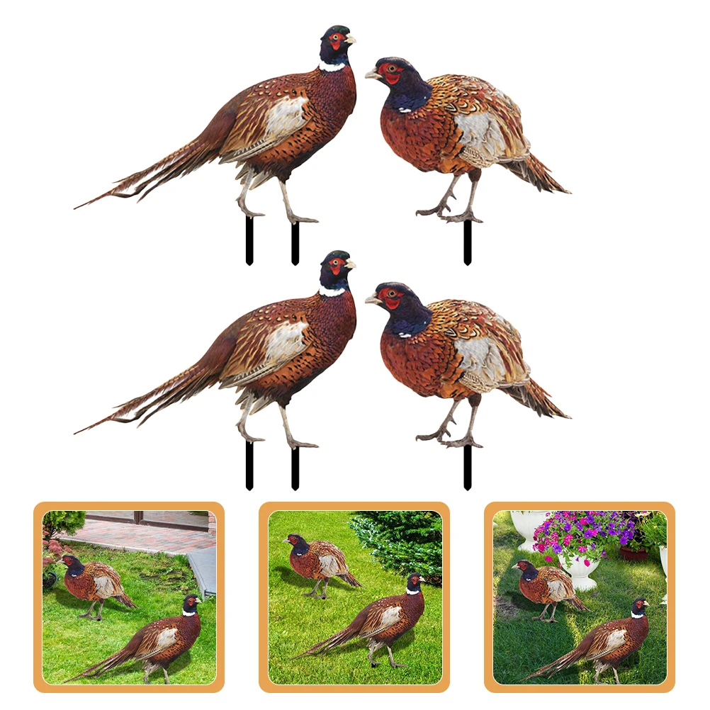 

Acrylic Decorative Inserts 2 Sets Delicate Outdoor Lawn Pheasant Stake nament Garden Stakes Art Durable Safe Material Courtyards