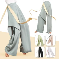 Pantalon en mousseline de soie à jambes larges, pantalon taille haute mince, pantalon de danse Y2K, mode coréenne, pantalon décontracté, livraison directe, été