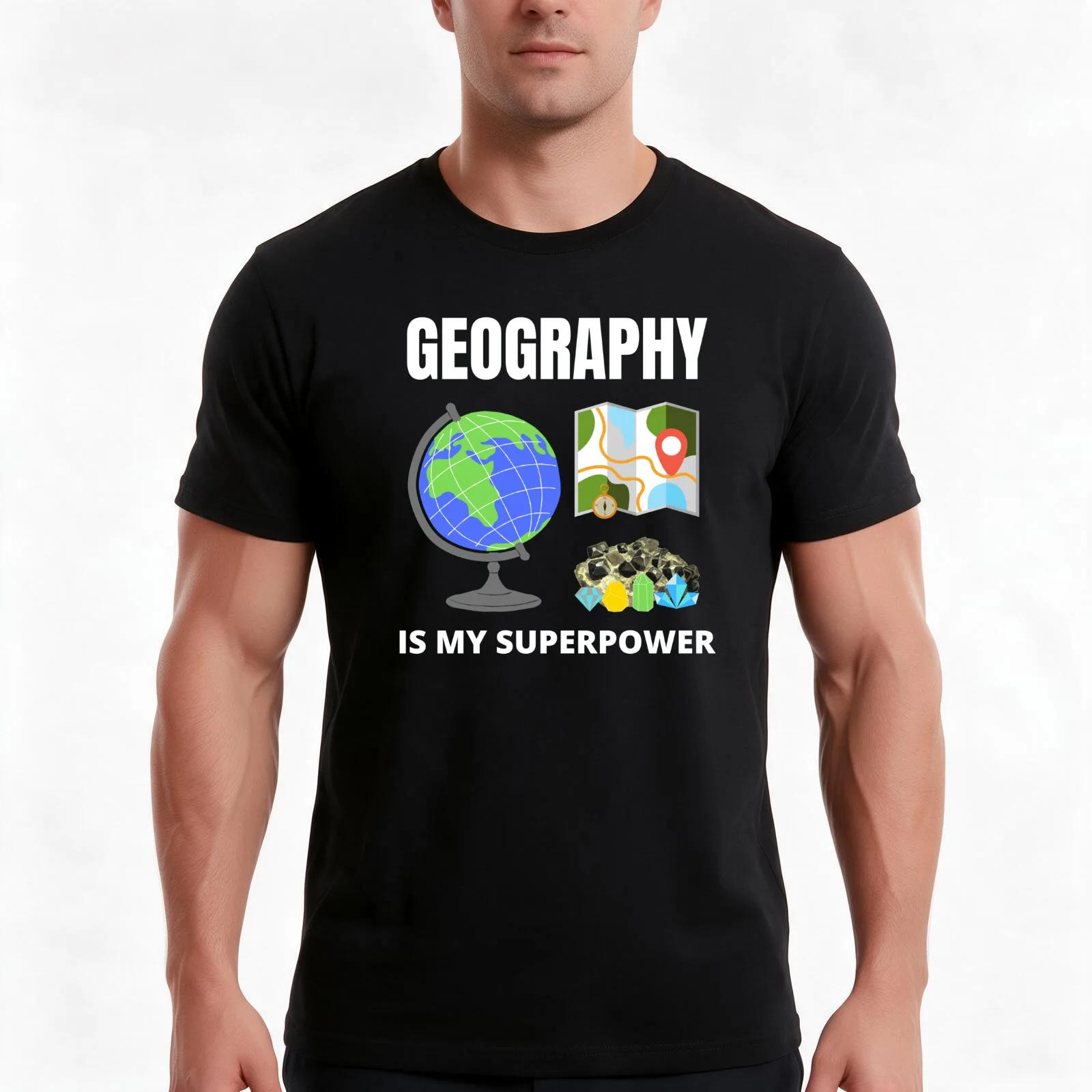 Geography is my superpower T-Shirt, Summer Casual Cotton Tee, Oversized Streetwear Tops, Vintage Graphic Print, Unisex Men Women