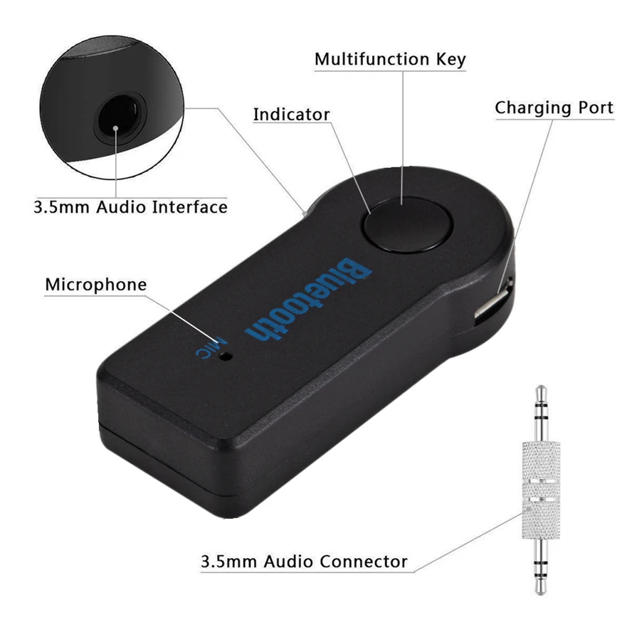 Récepteur Bluetooth sans fil 2 en 1, adaptateur émetteur, prise jack 3,5mm, musique de voiture, audio, récepteur mains libres, récepteur de téléphone de sauna, m.com x A2dp