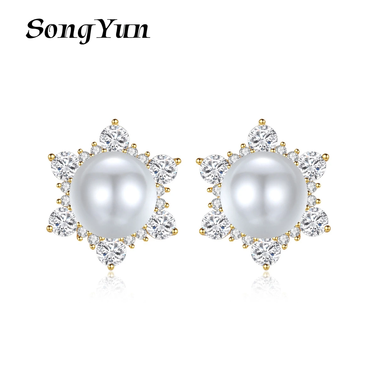 

SongYun Jewelry MHT Quality Brass Stud Earrings Dangle CZ 7A Zircon Mom Gift Statement Jewelry Women Earring Jewelry