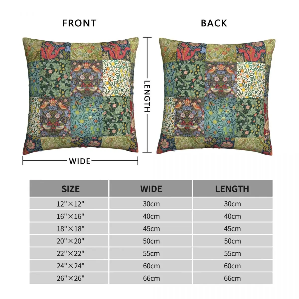 William Morris Pattern Collection Pillowcase Polyester Linen Velvet Pattern Zip Decor Sofa Seater Cushion Cover Wholesale