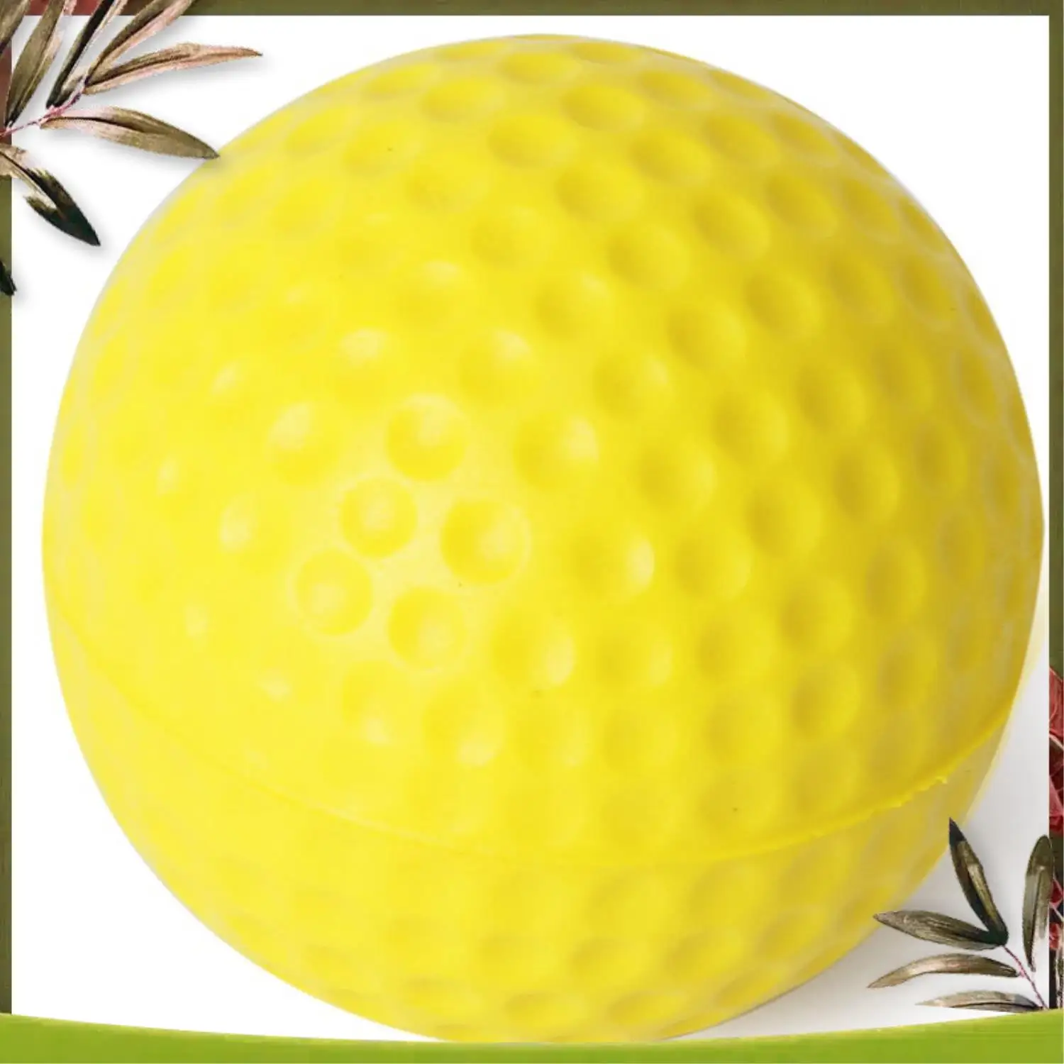 A08P-10szt Żółta Miękka Elastyczna Piłka Golfowa PU do Ćwiczeń w Pomieszczeniach i 3x Kawałki Tee Golfowe Wytrzymałe Tee do Treningu na Driving Range 60/70/80 mm