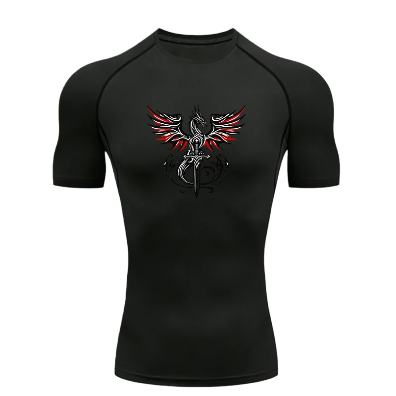 Dragon Pattern 2026 Men's Sports T-shirt For Fitness Training Fitness Gym Jogging Running Workout T-Shirt Compression Rashgard