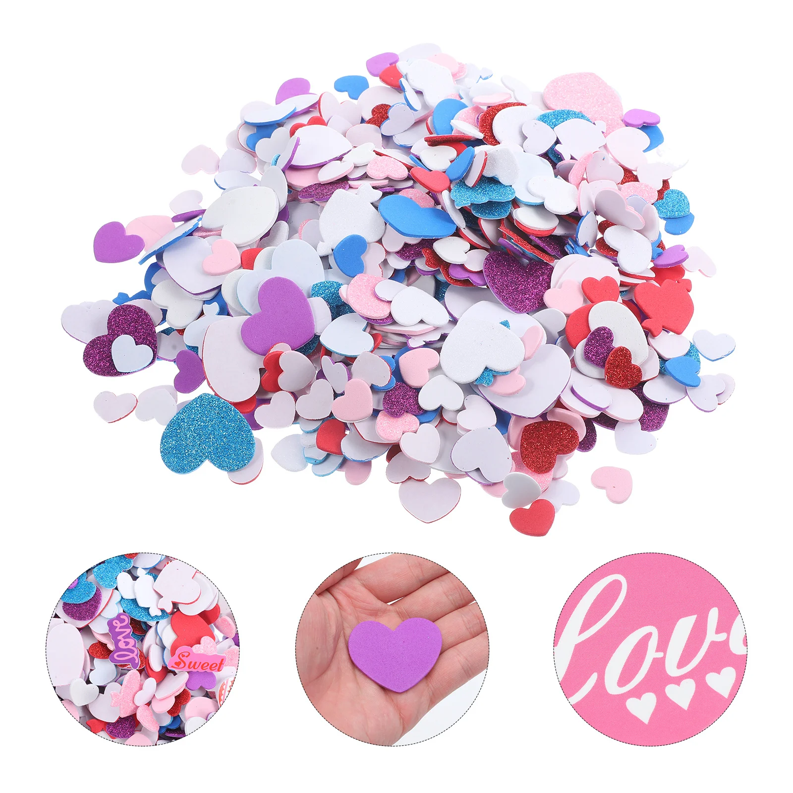 

610Pcs Heart Stickers Foam Self-Adhesive Multi Colored Hearts for Valentine DIY Craft Scrapbooking Wedding Party Decorations