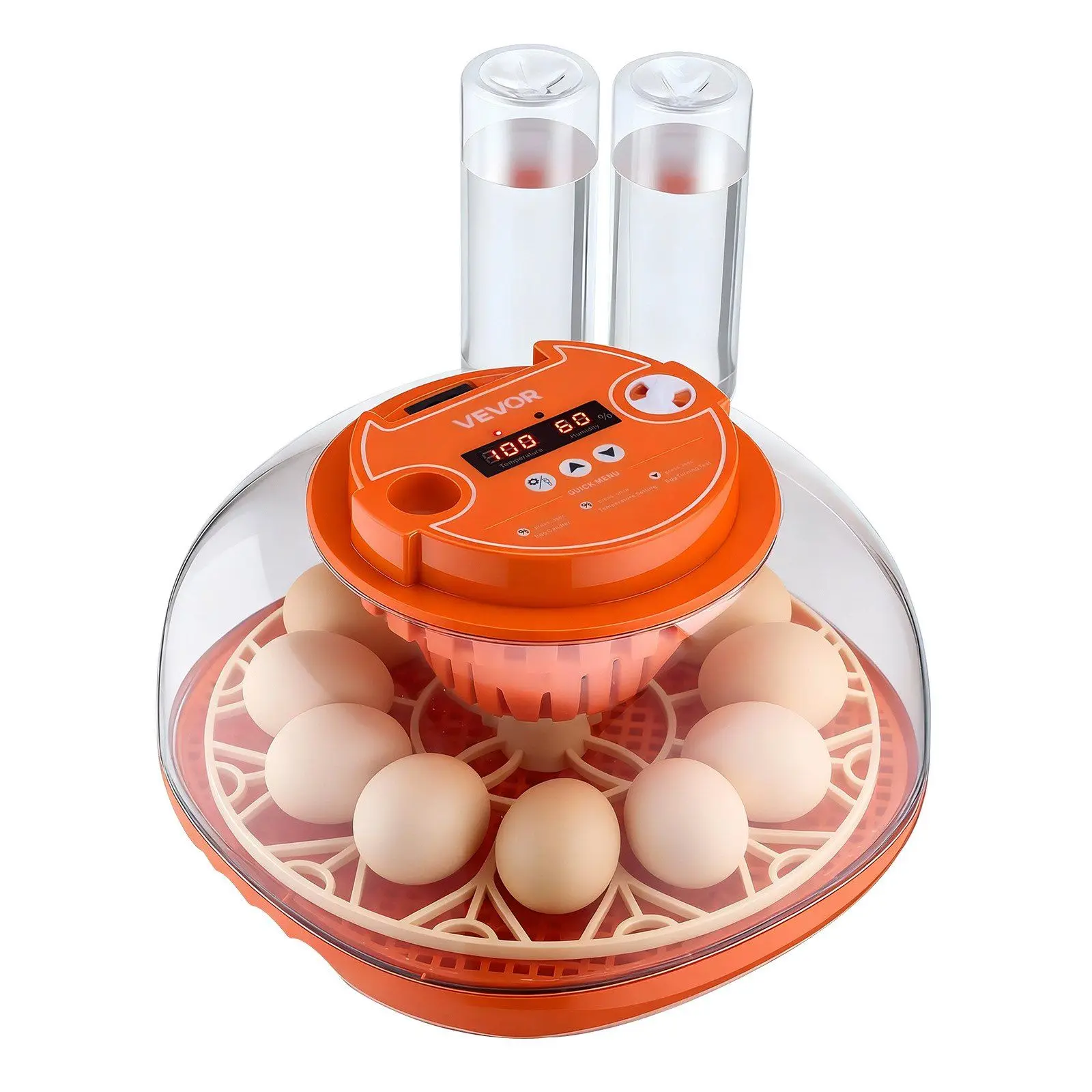 

VEVOR 12 Egg Incubator, Automatic Turner, LED Candler, Temp/Humidity Control, 360° View