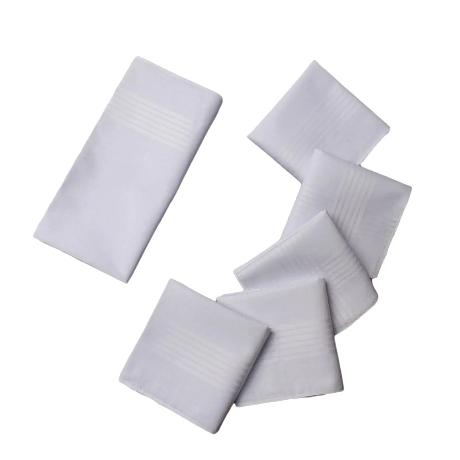 6Pcs White Mens Handkerchief Hankies Hanky Combed Gift Soft Pocket Square for Father Gentlemen Party Wedding Everyday Use