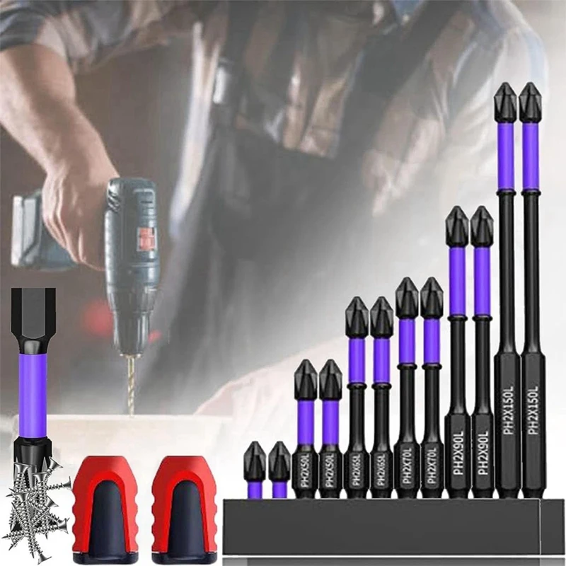 Upgraded High Hardness And Strong Magnetic Bit Kit Anti-Shock Strong Magnetic Non-Slip Bits Set Drill Screwdriver Bits