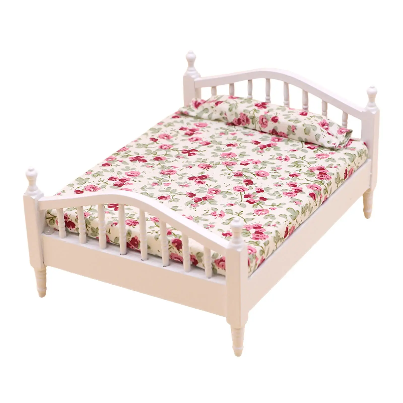 1:12 Mini Bed DIY Scene Accessories Single Bed Model for Bedroom Decoration