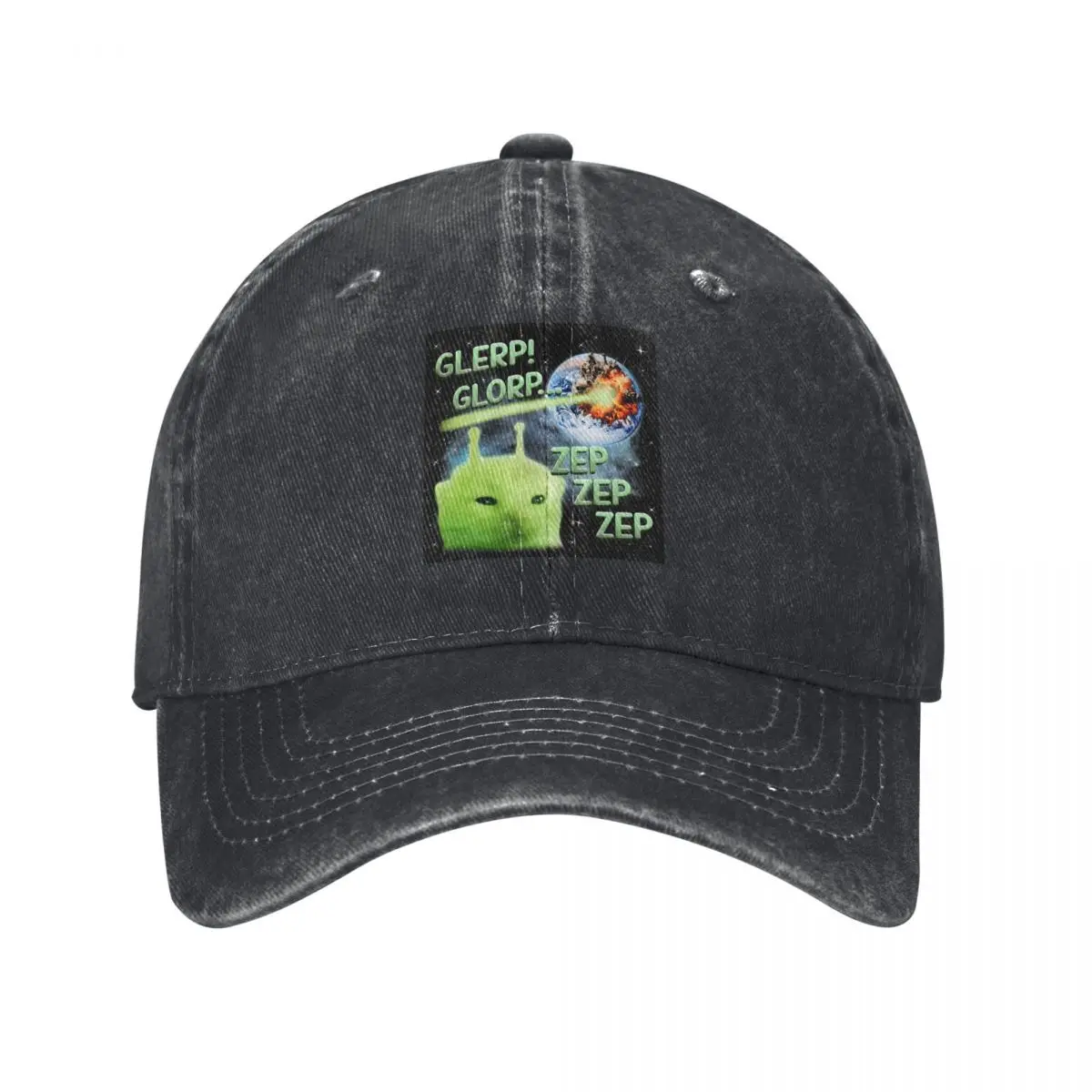 Glerp Glorp Alien Cat Weird Brainrot Meme Space Humor Baseball Caps Snapback Denim Fabric Hats OutdoorSports Baseball Cowboy Hat