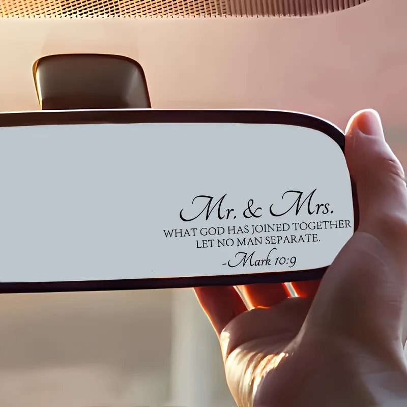 Mr And Mrs God Joined Together Bible Verse Sticker Vinyl Decal Car Rearview Mirror Christian Wedding Gift