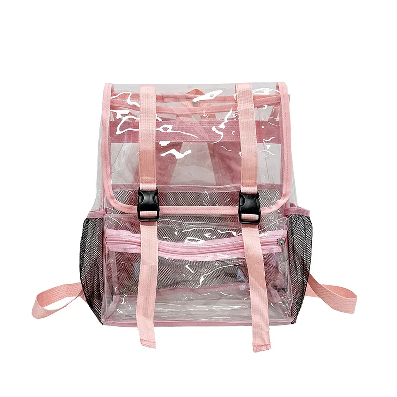 Trendy Flip Clear Backpack Large Heavy Duty PVC Transparent Backpack Stadium Sport Transparent Bag high quality Travel Backpack