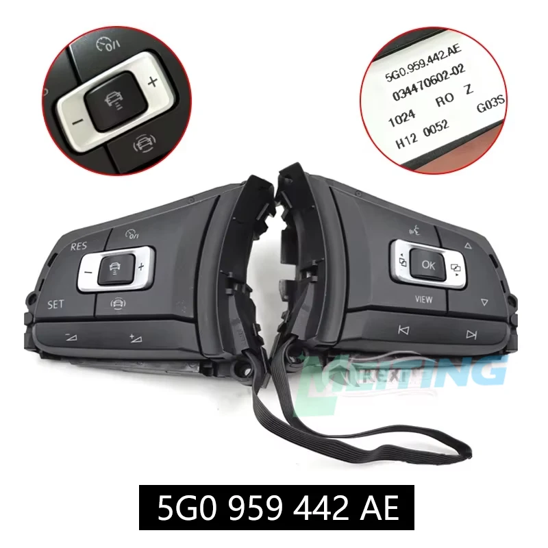 Adatto per Volkswagen Golf 7 Arteon GTI MK7, Cornice Verniciata per Volante con Pulsanti Multifunzione e Supporto per Leve del Cambio