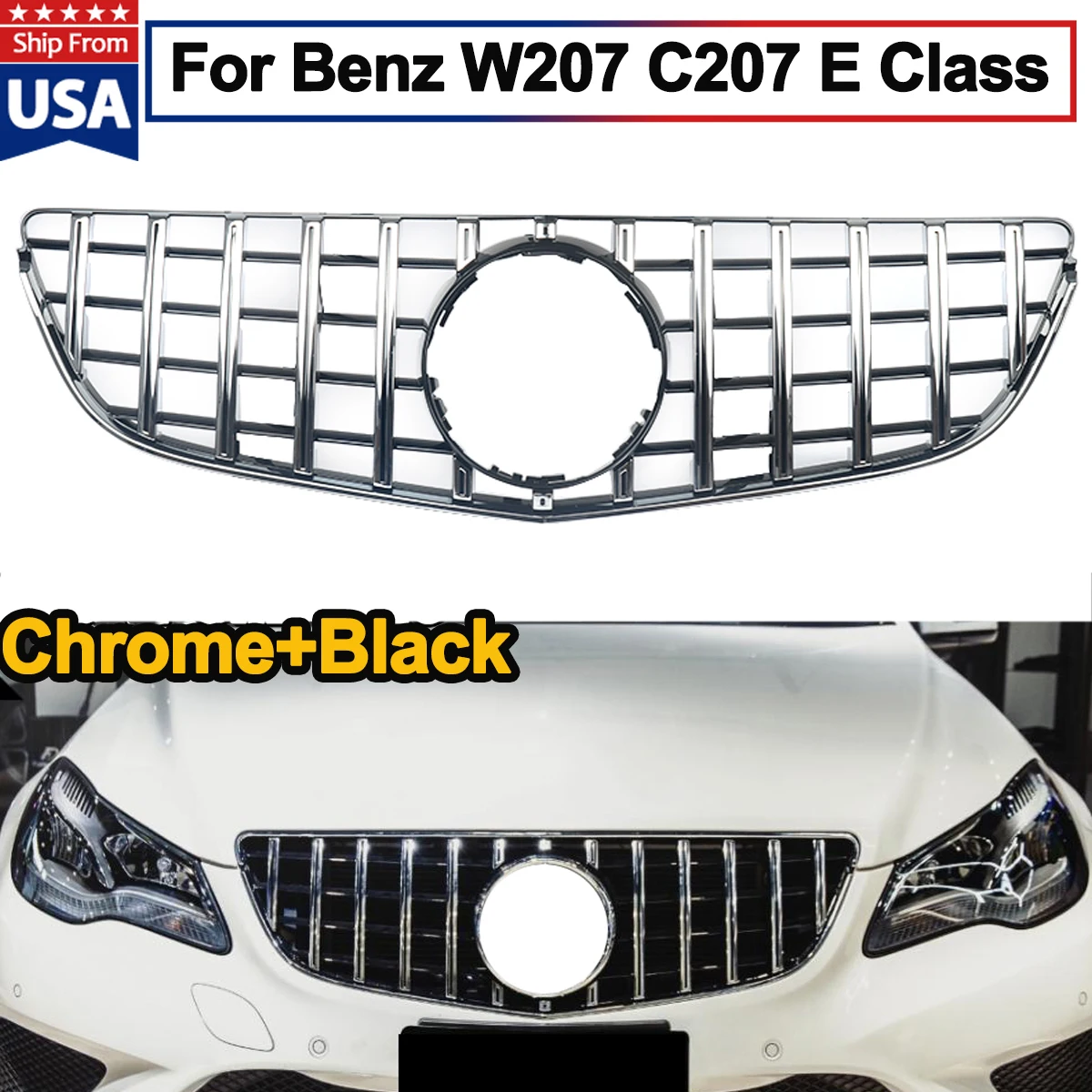 SAIQINGSP Chrome Black For Mercedes-Benz E-Class W207 C207 Coupe Convertible Only 2D / E200 E250 E350 E550 2014-2016